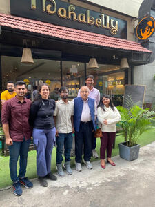 With Ayushi (WFP), Naveen (Min of Agrl), Abhishek, Lakshmi and Rahul (Min of WCD) at Mahabelly at Saket for a potbelly (pet pujaa)